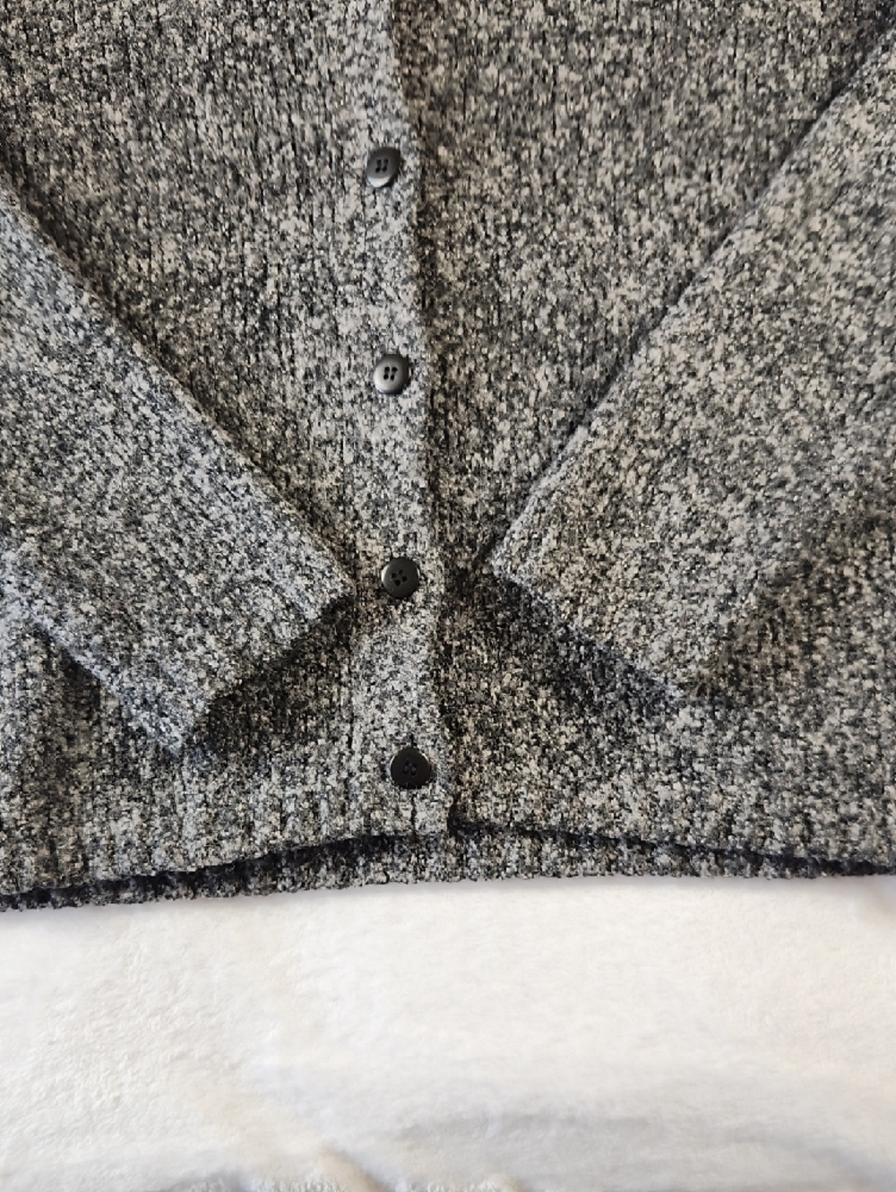 croft & barrow Marled Gray Shawl-Collar Button Sweater - Picture 11 of 16